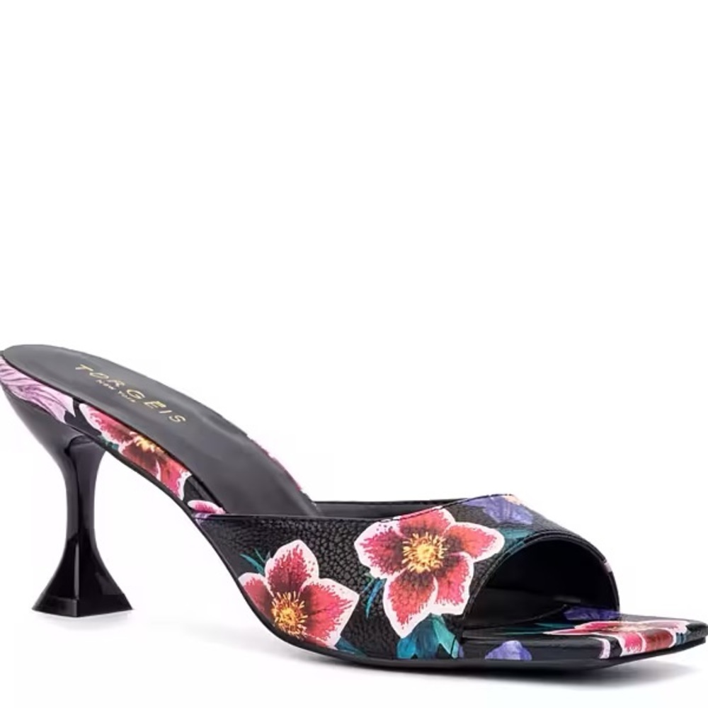Black Floral jasmine mules Heels
